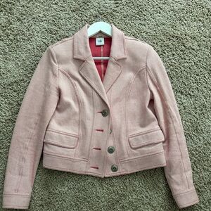CAbi Blush Pink Textured Woven Blazer Jacket